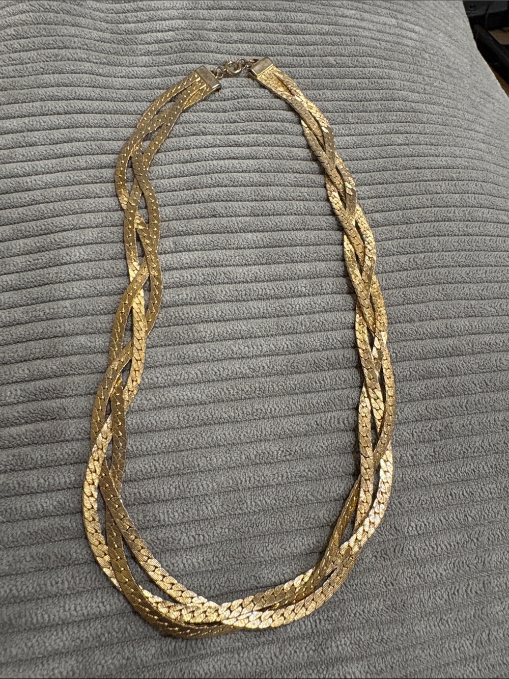 Vintage Braided Necklace Women OS Gold Good Textured Multi-Strand Woven Chain